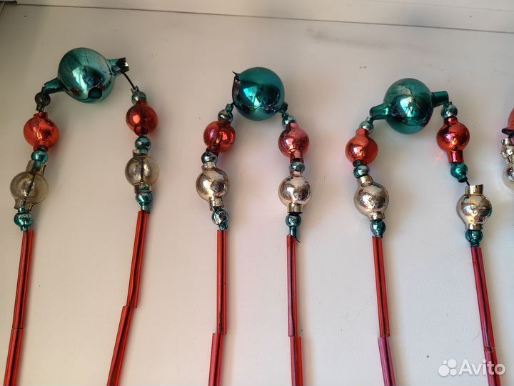 Стеклярус елочные украшения гирлянда бусы СССР