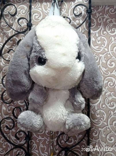 Детский плюшевый рюкзак зайка