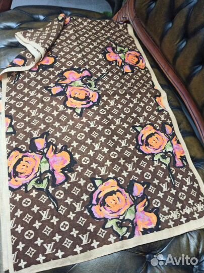 Теплый палантин шерсть, lv розы монограмма,италия