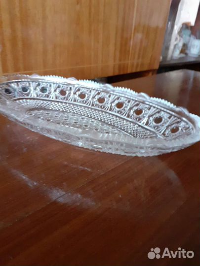 Большая хрустальная ваза ладья