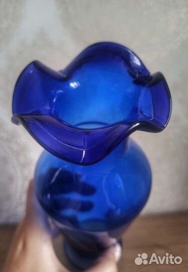 Ваза кобальтовое стекло СССР