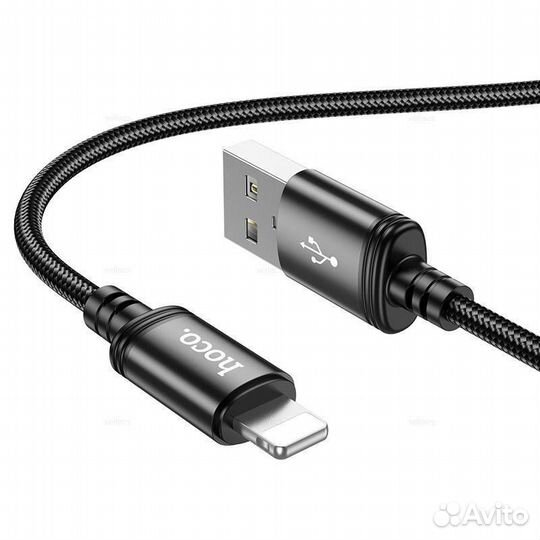 Кабель USB - Lightning hoco 2,4A черный 1 метр
