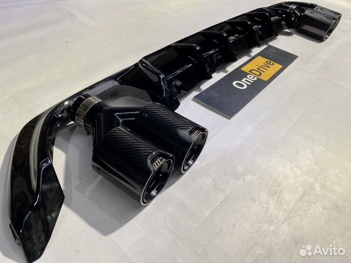 Диффузор агрессор BMW G20 + насадки м стиль карбон