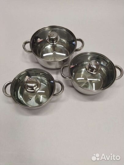 Кастрюля из нержавейки набор индукция (Россия)