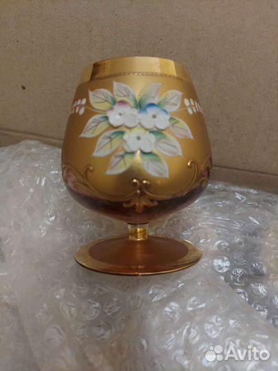 Бокалы Bohemia лепка смальта 6 шт Чехословакия