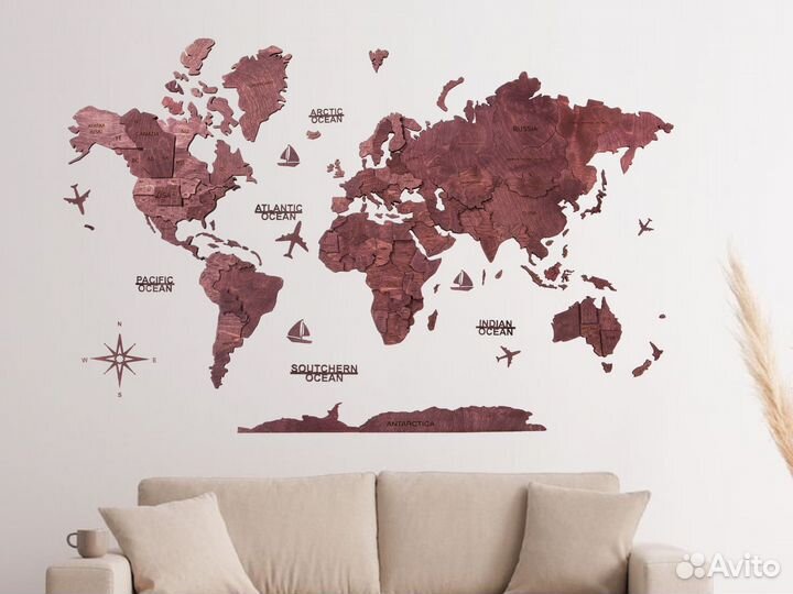 Карта мира из дерева