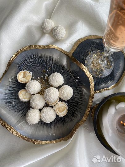 Набор блюдо и подставки из эпоксидной смолы