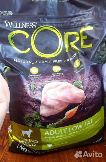 Беззерновой сухой холистик корм wellness core для