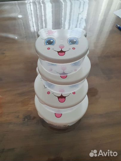 Набор контейнеров с мордочкой котёнка и тигра