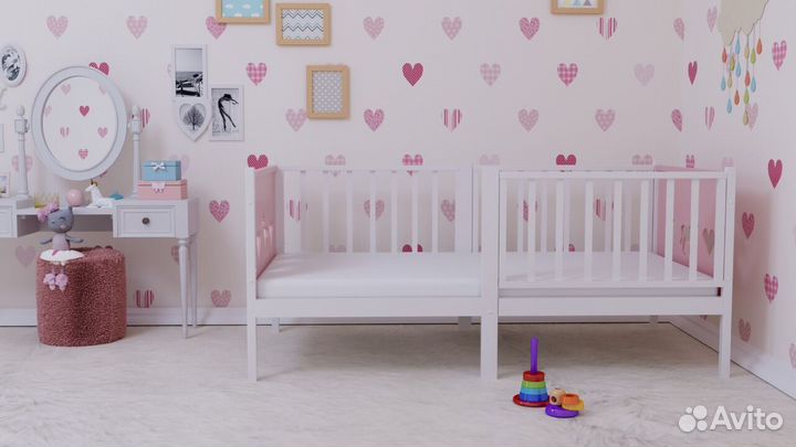 Кроватка высокий борт из натурального дерева детск