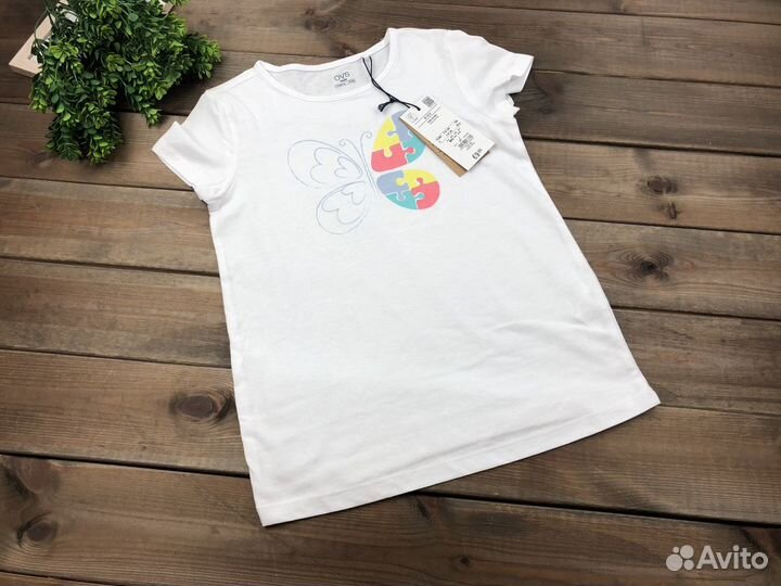 Белая детская футболка для девочки новая OVS