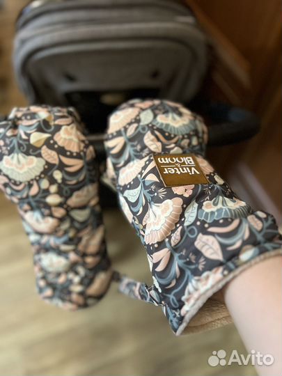 Зимний теплый кокон конверт в коляску +рукавицы