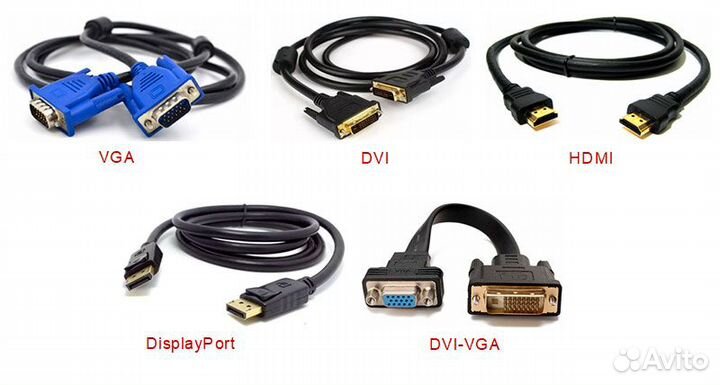 Кабели VGA, DVI, hdmi, Display Port: