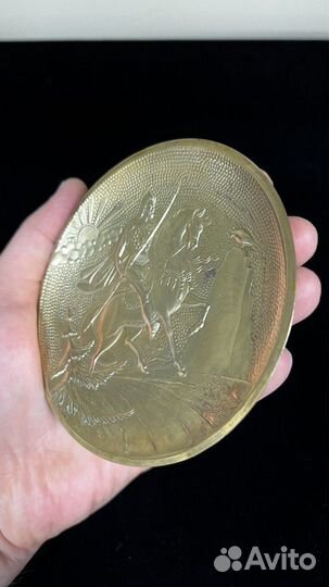 Пепельница Богатырь Витязь на распутье латунь