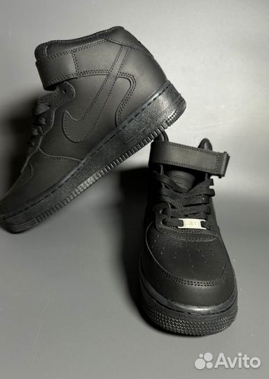 Кроссовки Nike Air Force 1 Mid Black Люкс