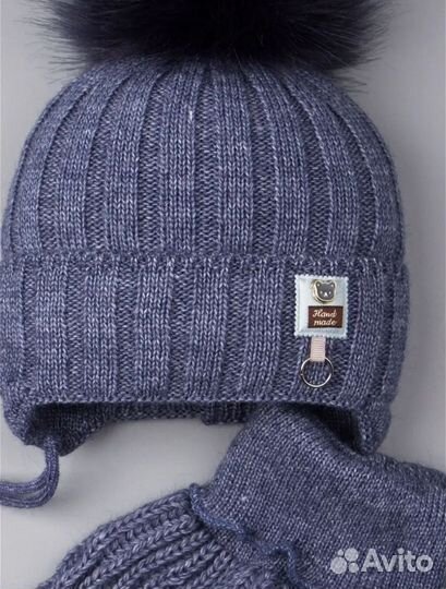 Зимняя шапка и снуд 9-18 мес