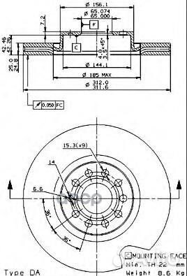 Диск тормозной audi: A3 03, TT 06, seat: alte