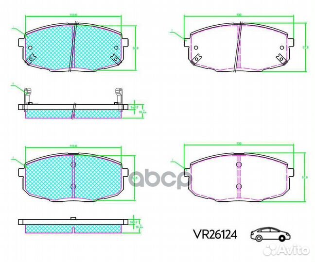 Колодки передние для а/м hyundai creta (16), I30