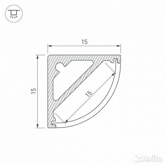 Профиль накладной Arlight SL-kant-H15-2000 anod 019327