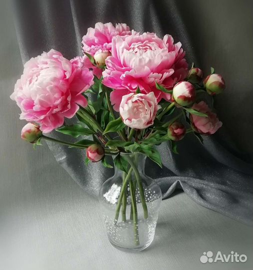 Букет пионов из полимерной глины