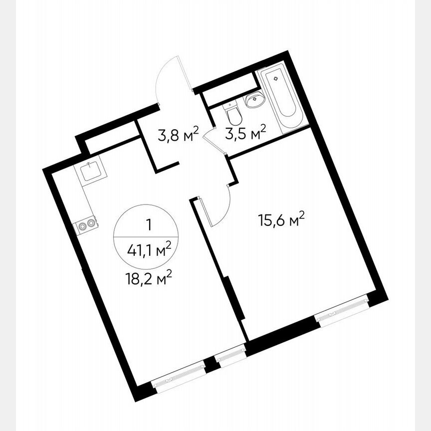 1-к. квартира, 41,1 м², 9/17 эт.
