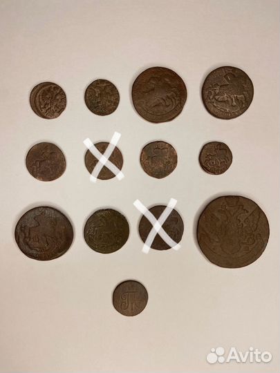 Старинные монеты 1757- 1800 гг поштучно
