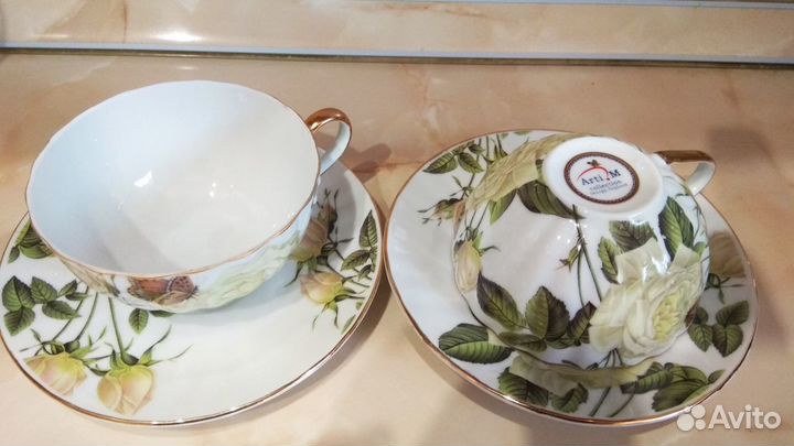 Две чайные пары (тонкий фарфор Англия)