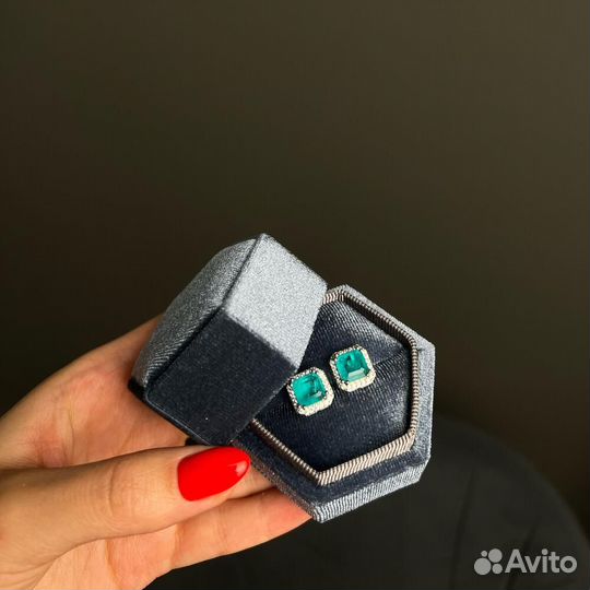 Серьги с голубым Турмалином