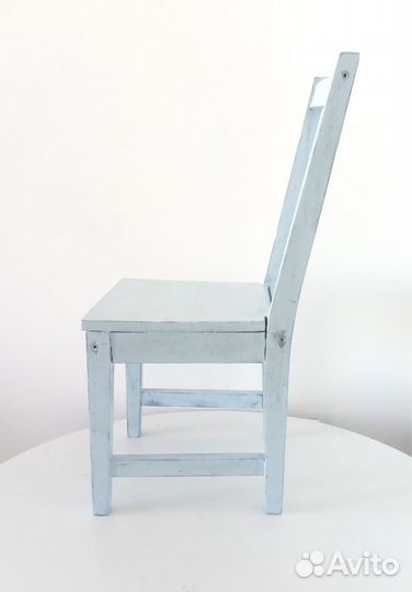 Деревянный детский стульчик голубой