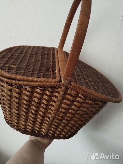 Корзина для пикника или сада из натуральной лозы
