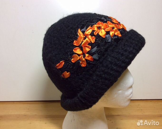 Авторская шляпка с атласными лентами, 54-57,арт195