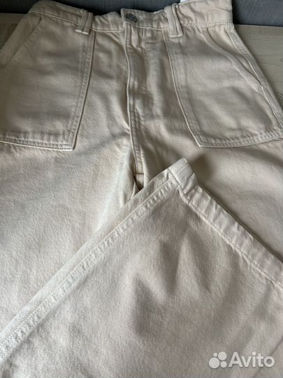Новые бежевые джинсы Zara S high rise
