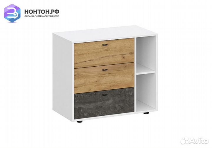 Комод Анри с 3-мя ящиками белый текстурный / дуб з
