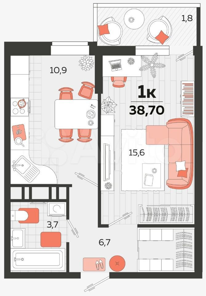 1-к. квартира, 38,8 м², 17/24 эт.