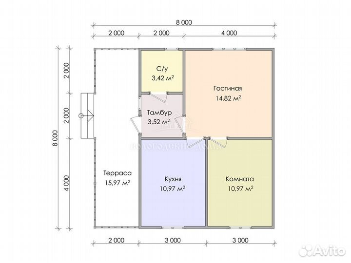 Дом из бруса 8x8 «Белгород»