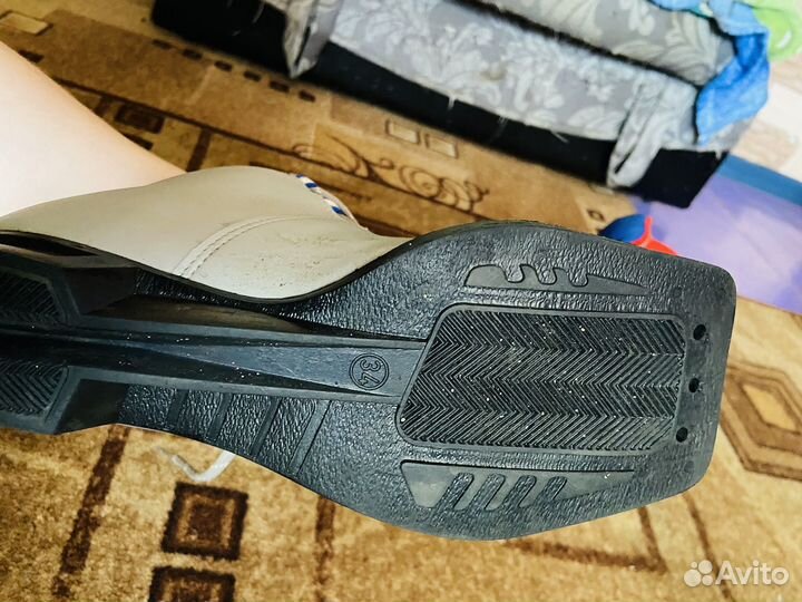 Лыжные ботинки вместе с лыжами