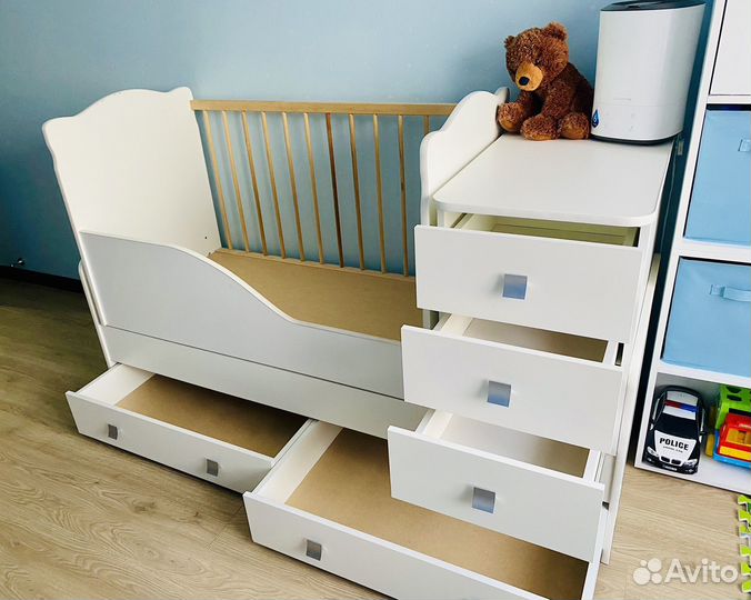 Детская кроватка трансформер с комодом