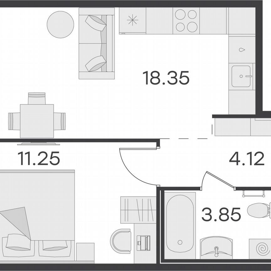 1-к. квартира, 37,6 м², 1/15 эт.