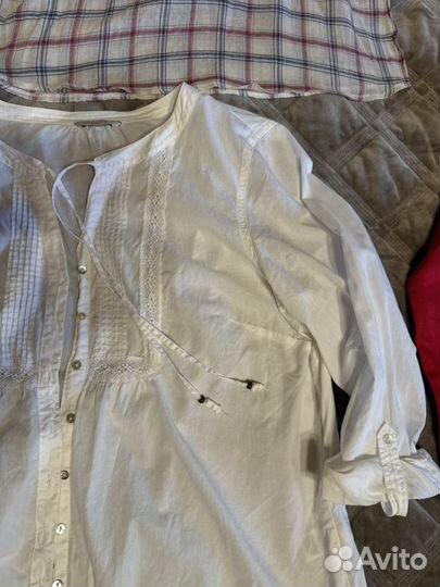 Блузки рубашки лен хлопок Zara M&S 46-48
