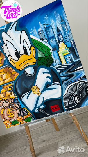 Поп арт картина на медном холсте маслом заказать