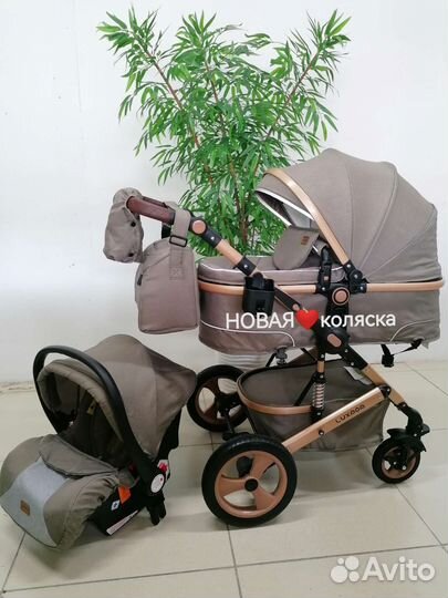 Новая коляска 3в1 Luxmom 518 NEW (коричневый)