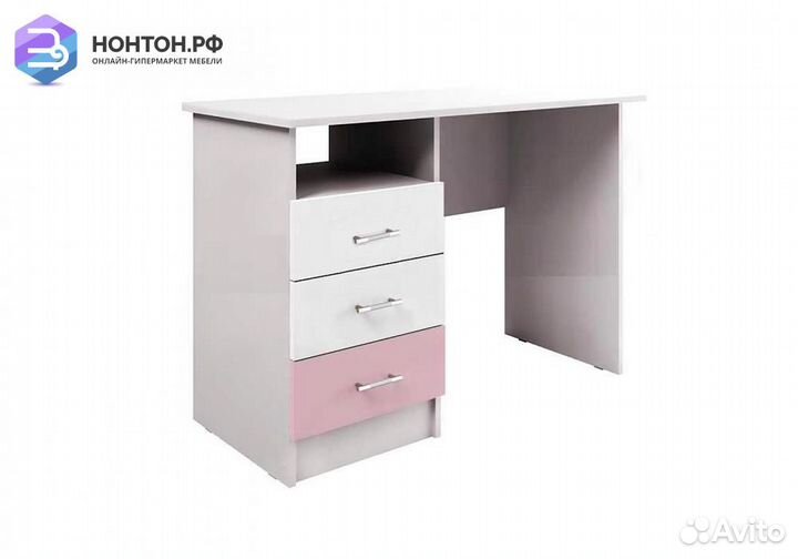 Стол письменный Вега fashion-1 белый / розовый