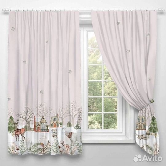 Комплект штор д/кухни с подхватами 'Звери в городе