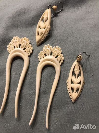 Серьги, заколки, кость