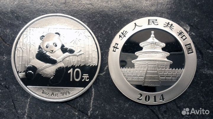 Монета, Китайская Панда, серебро, 2014г, 1oz