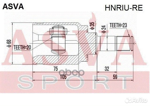 Шрус внутренний зад прав/лев hnriure asva