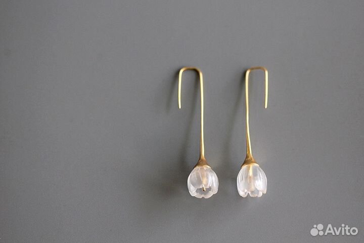 Нежные серьги подснежники в позолоте Sakura Dream