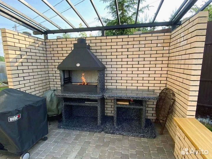 Модульный комплекс барбекю из натурального камня