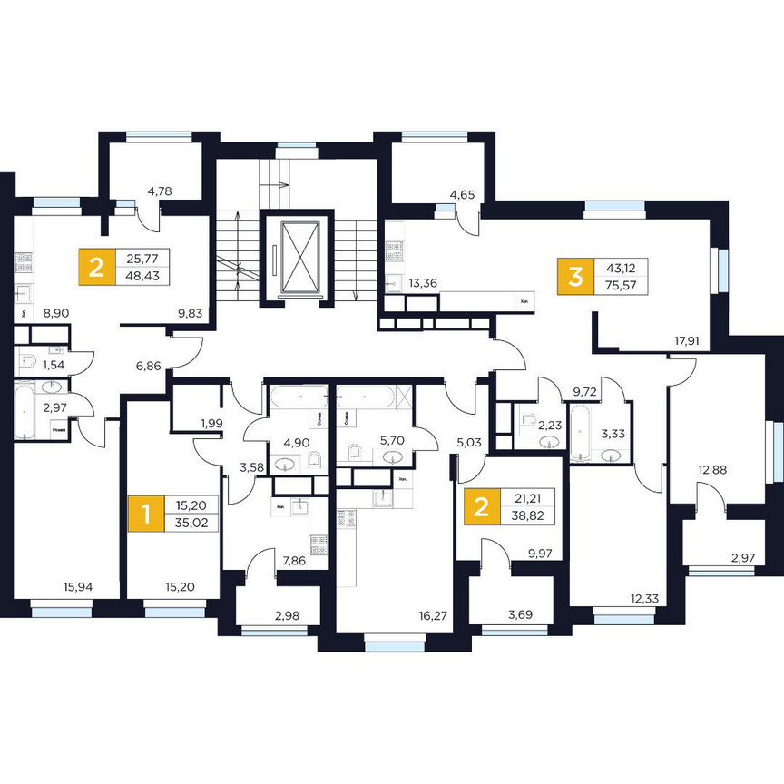 3-к. квартира, 75,6 м², 7/8 эт.