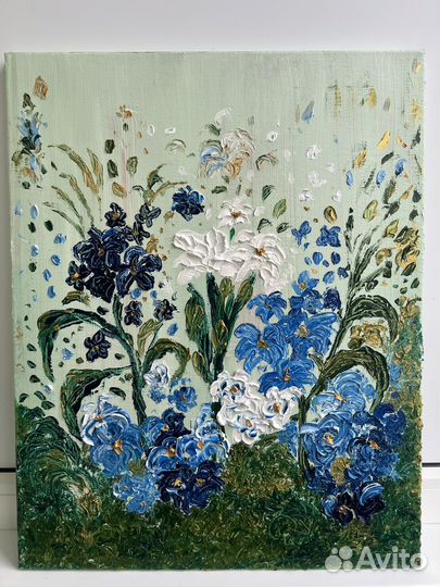 Картина маслом на холсте цветы ручная работа